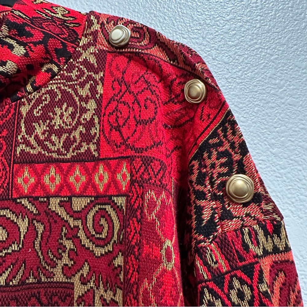 Vintage Red And Black Patterned Patchwork Top,80’… - image 7
